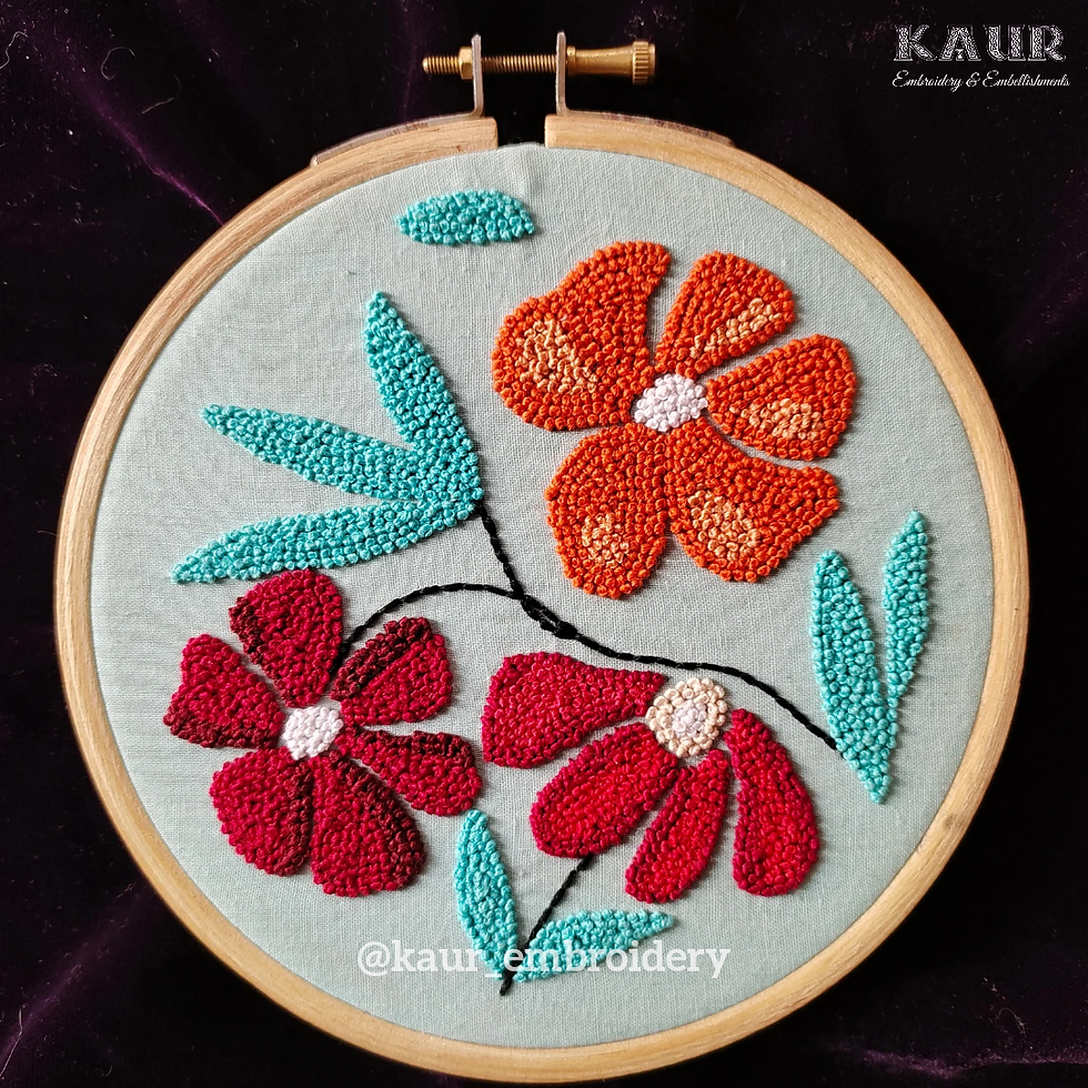 Garden cosmos Hand Embroidered artwork hoop