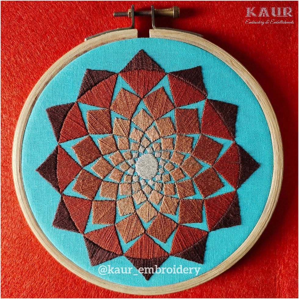 Desert Mandala Hand Embroidered artwork hoop