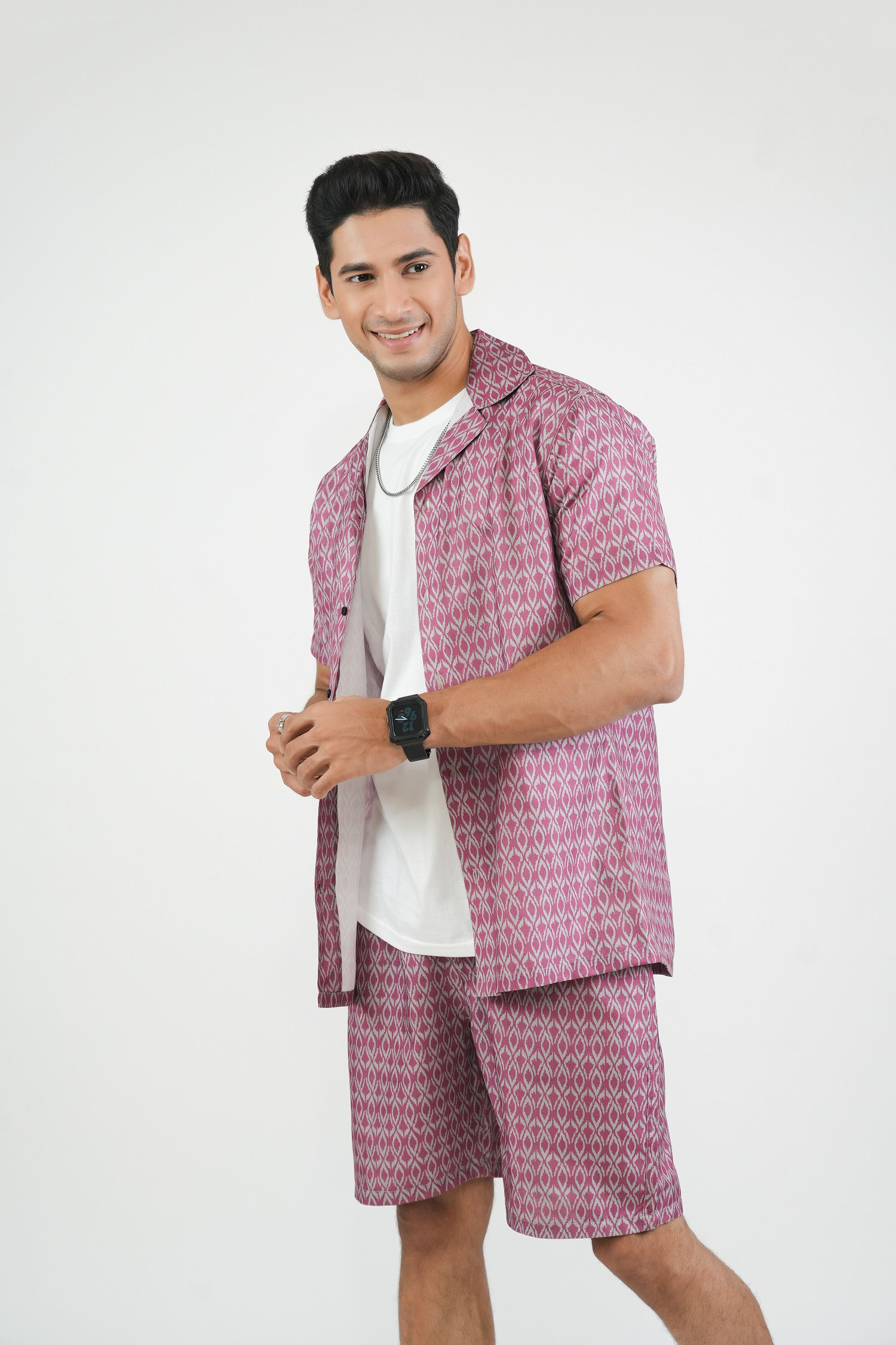 Pink Printed Men Co-ords Set