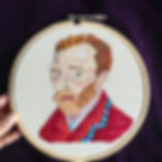 Recreated Vincent Van Gogh hand-stitching a bespoke embroidery piece