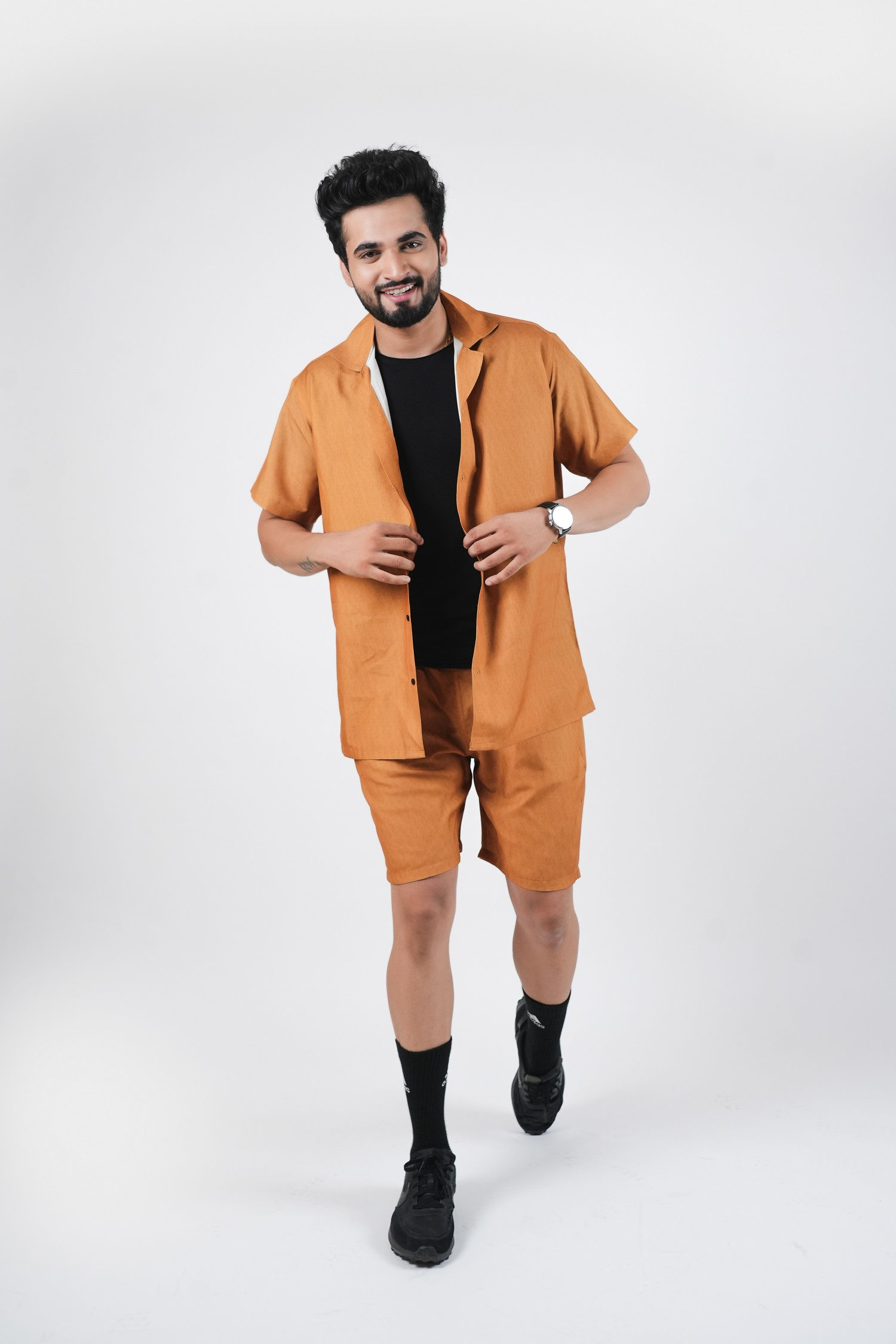 Mustard Printed Men Co-ords Set