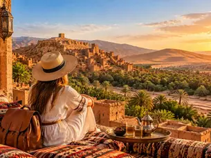 Marokko rundreise fra Marrakech til Sahara med kasbah, ørkenlandskap og Atlasfjell