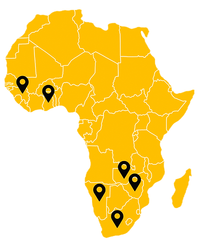 Technischer office branches located on an African map