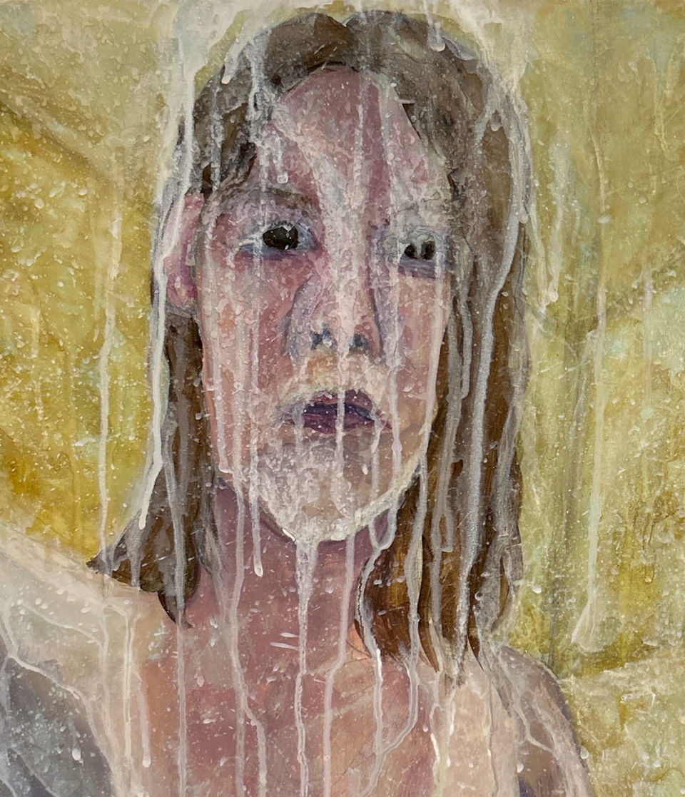 "it's only skin cancer 2", watercolor on watercolor canvas, 24" x 36"