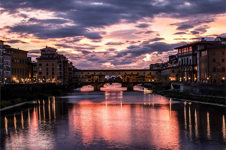 Ponte Vecchio bridge in Florence at sunset