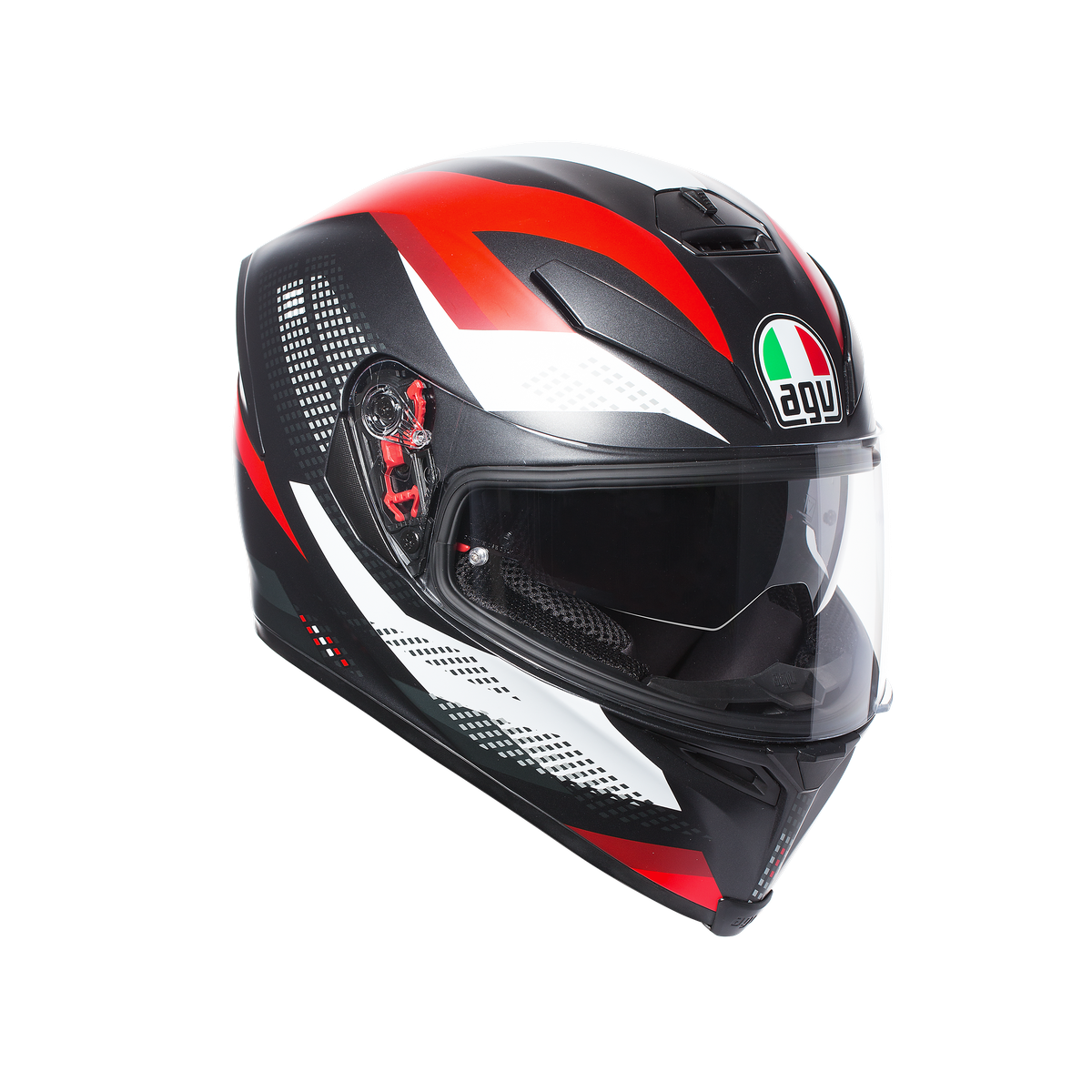 AGV K-5 S MARBLE MATT BLACK-WHITE-RED