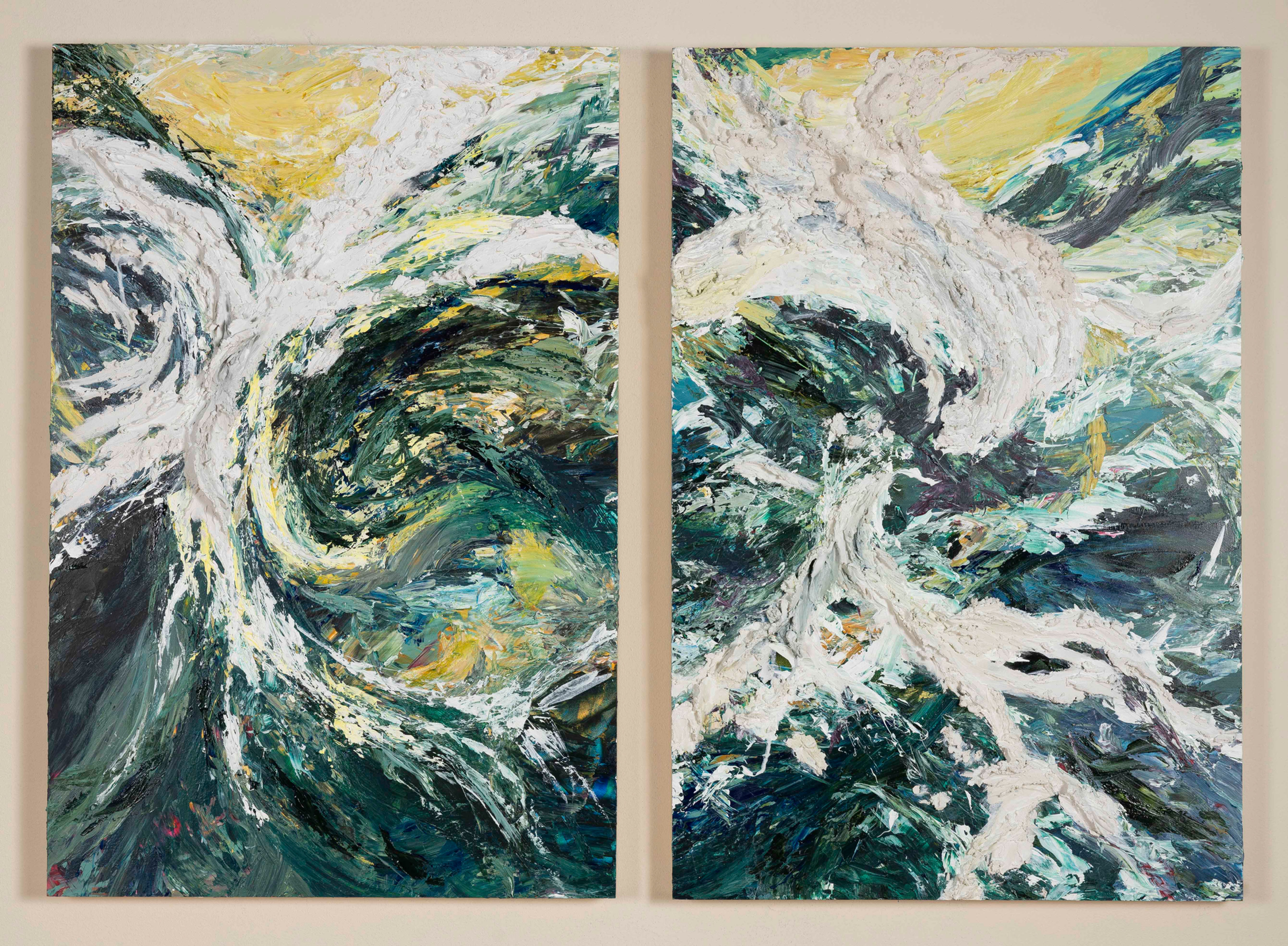 Riding the Current, Wave Portrait Series No. 18, 2 Panels