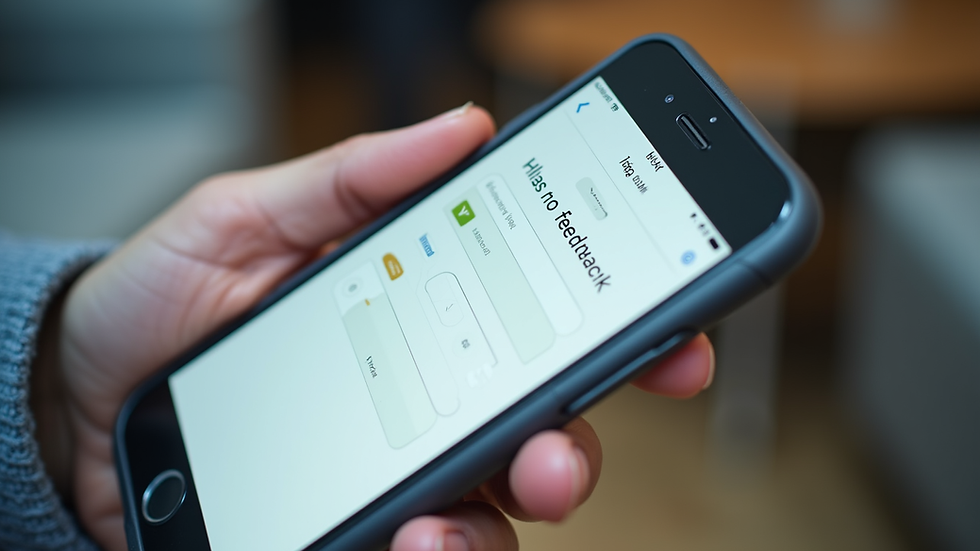 Close-up view of a customer feedback form on a mobile device