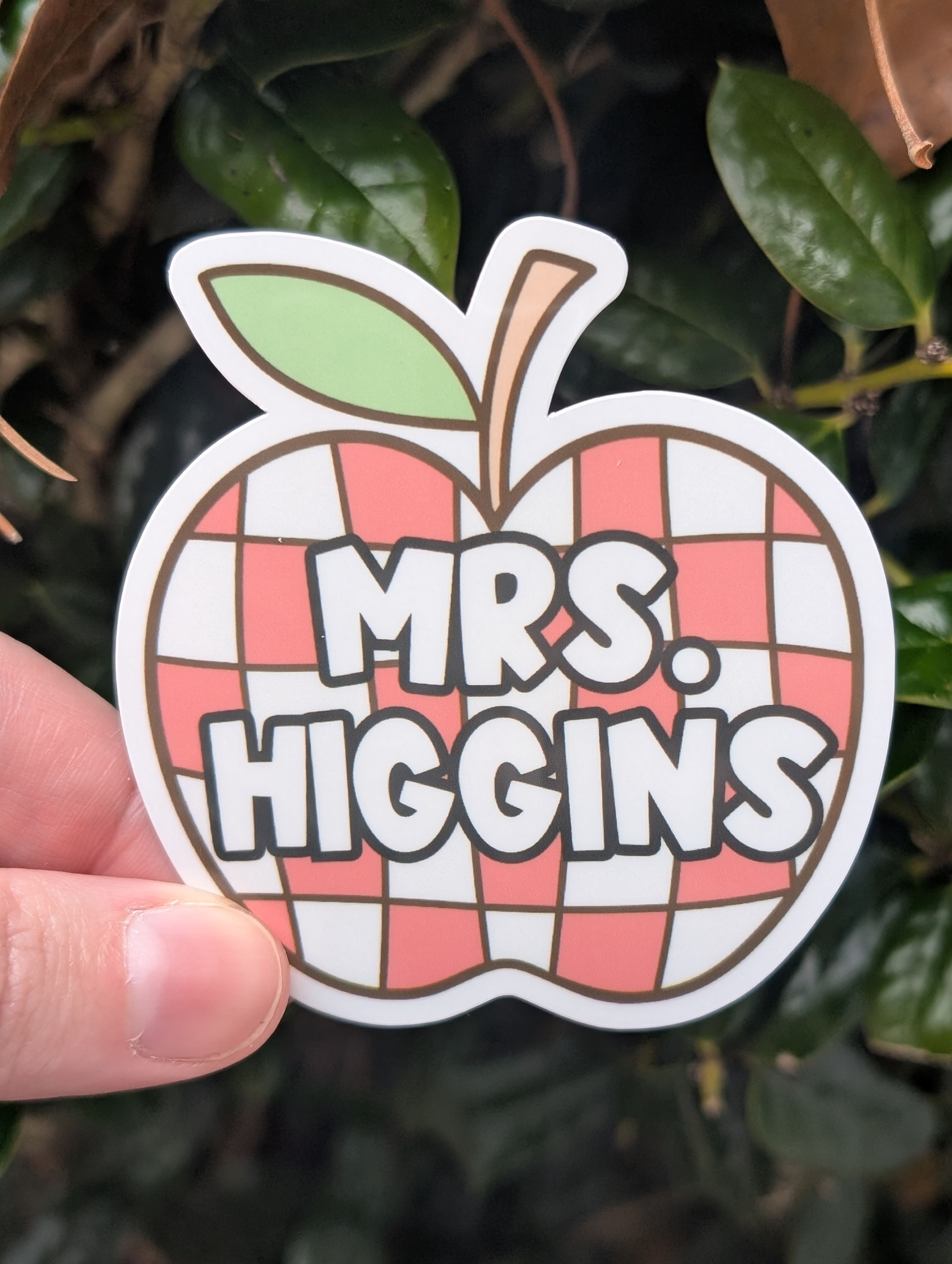 Custom Checkerboard Apple Sticker 