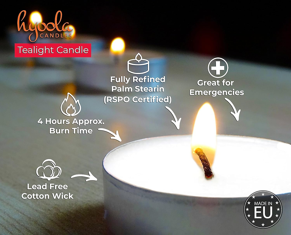 Thumbnail: Tea Lights Candles - 50 Bulk Candles Pack - Natural Palm Oil Tea Light - Europea