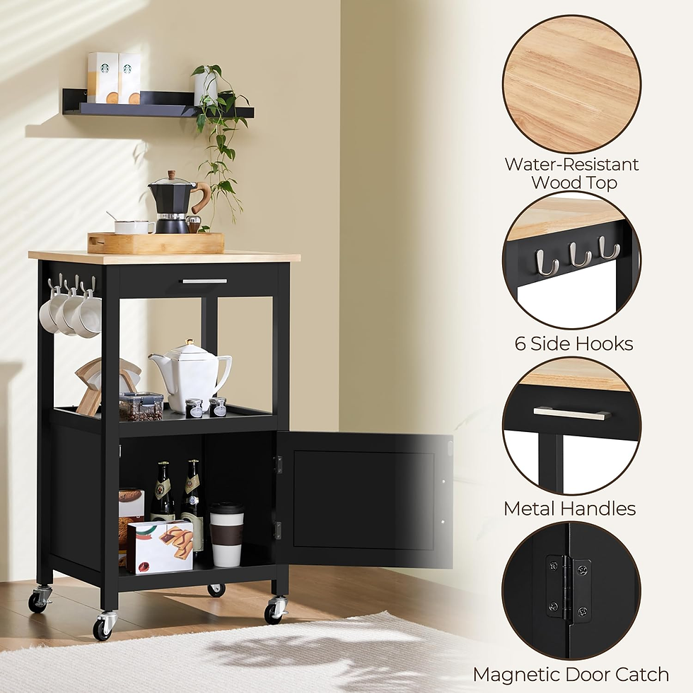 Thumbnail: Kitchen Island Cart with Storage, Rolling Kitchen Island on Wheels with 6 Side H