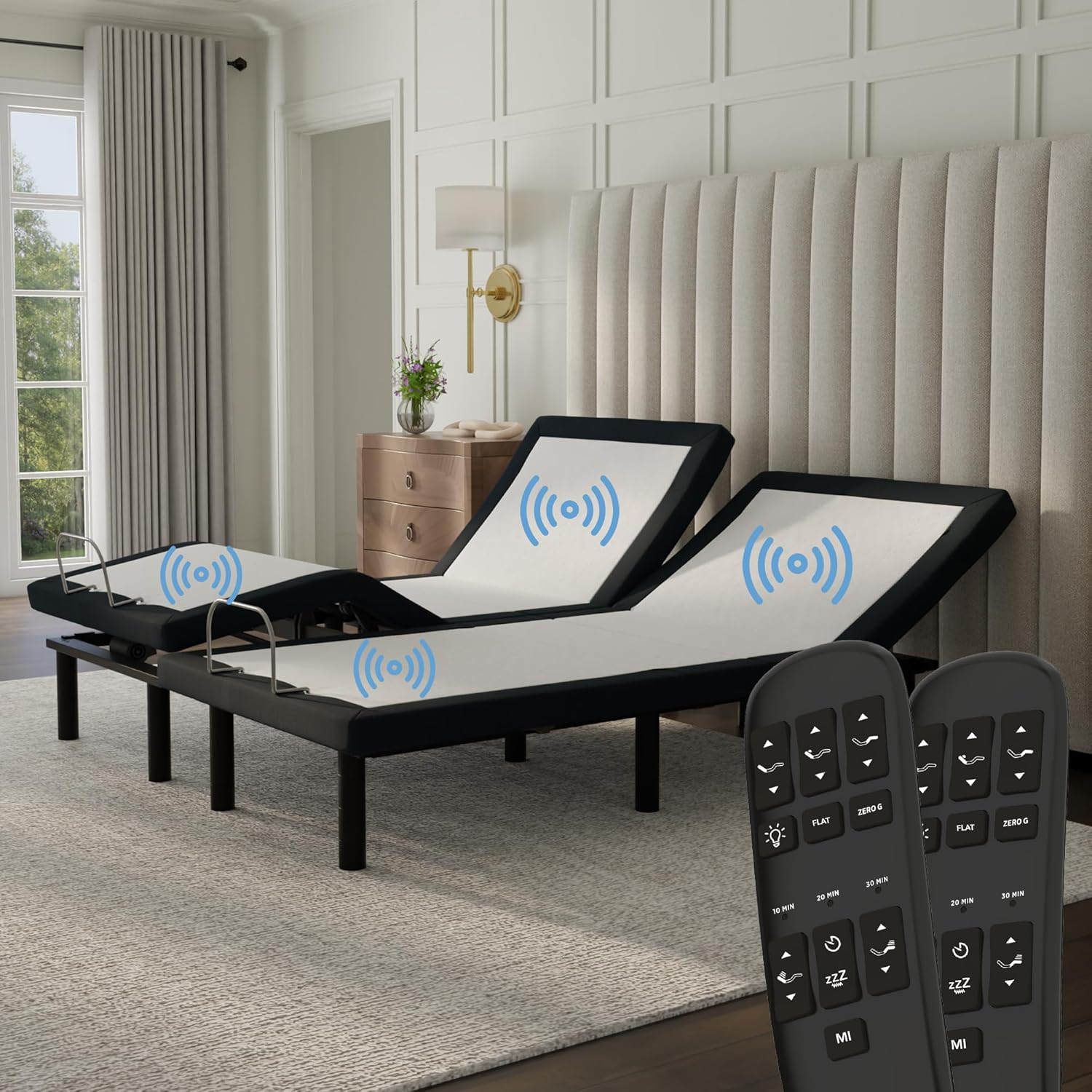 Split King E4 Adjustable Bed Base Frame with Zero Gravity, Massage, Anti-Snore,