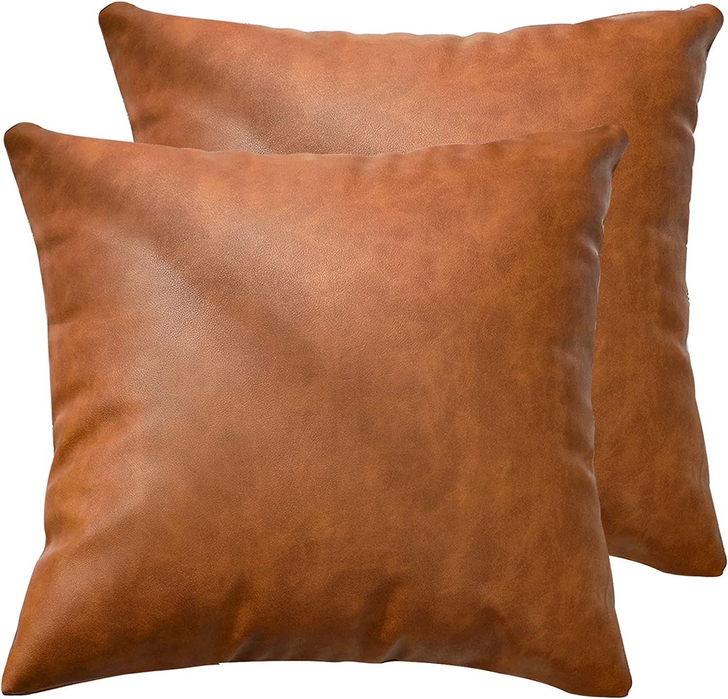 Faux Leather Farmhouse Throw Pillow Cover 22X22 Inch, Modern Country Style Decor