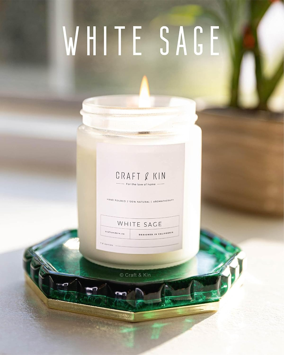 Thumbnail: White Sage Scented Candles for Cleansing | 8 Oz 45 Hour Long Lasting Holiday Can