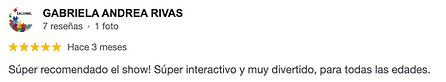 Review de Google recomendación del show de magia de joe y moy