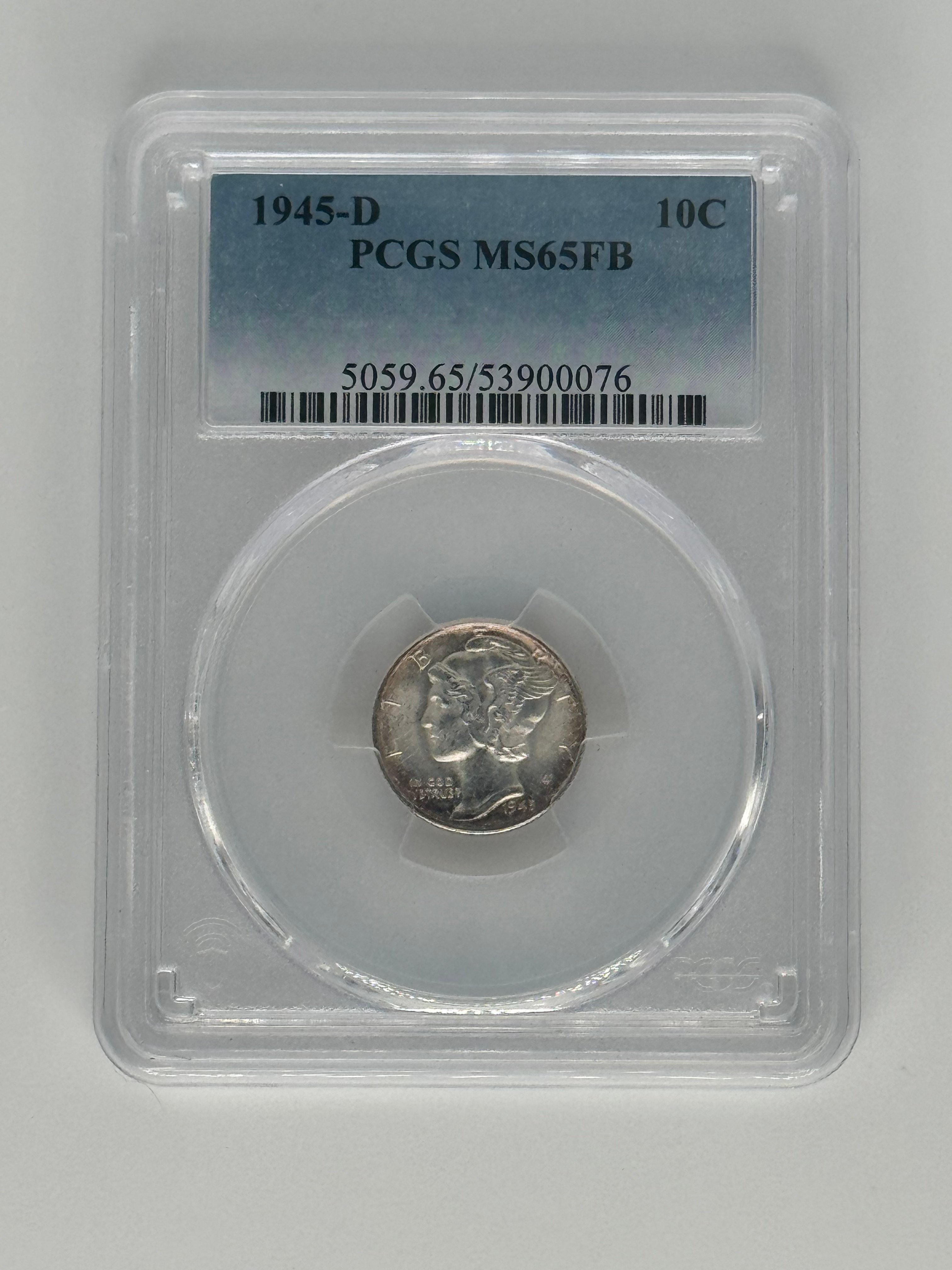 1945-D Mercury Dime MS65FB Toned PCGS Full Bands