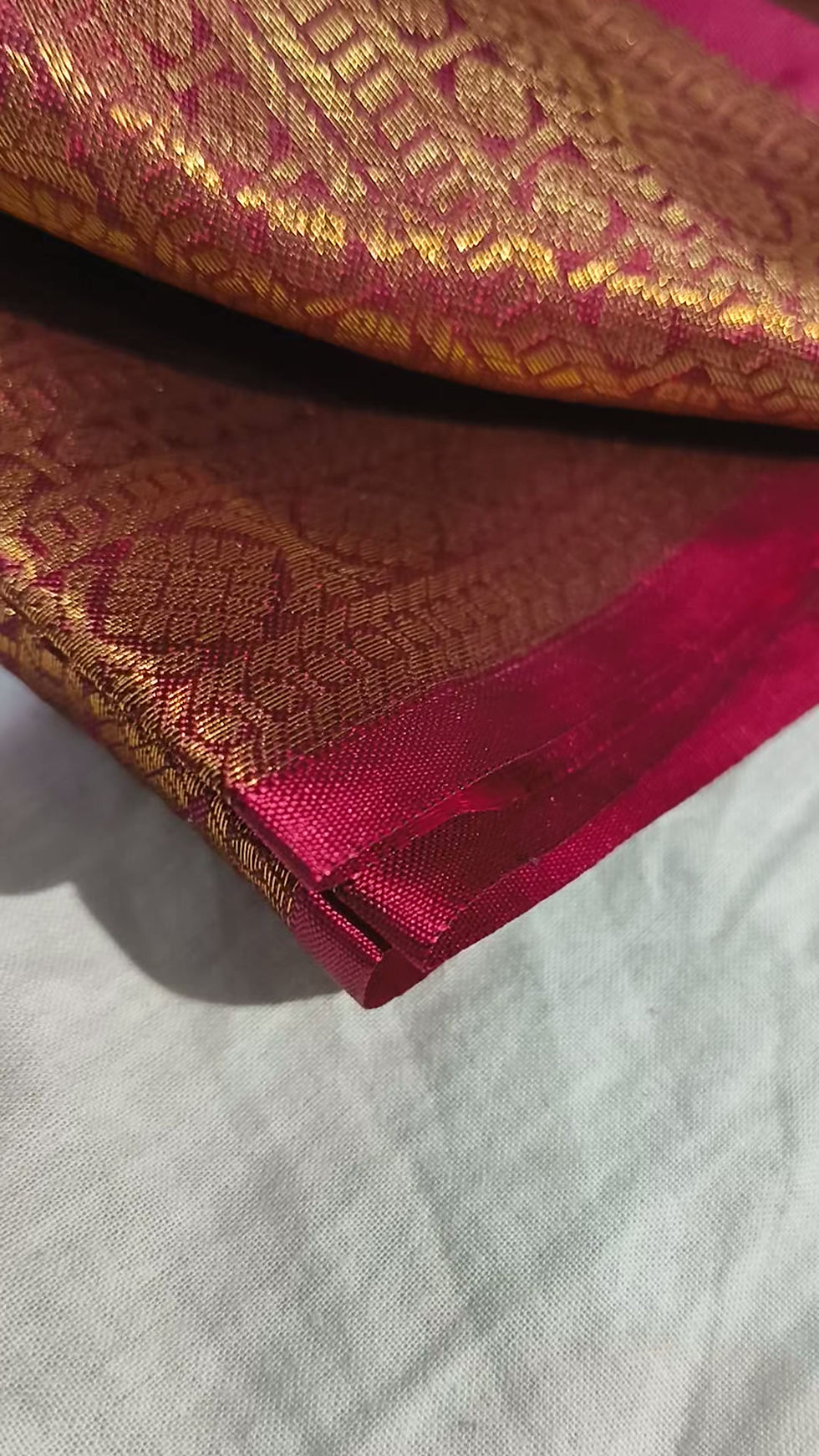Thumbnail: Exquisite Taupe & Vibrant Magenta Zari Silk Saree
