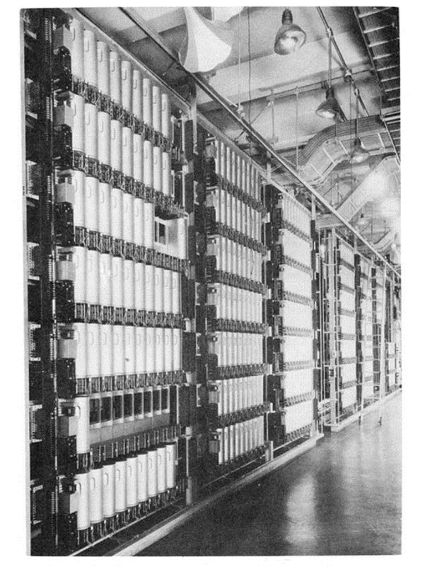 typical row of step-by-step switches in an exchange