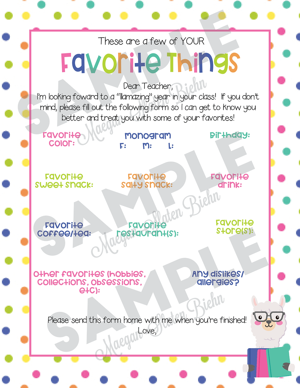Thumbnail: CUSTOM Printable Teacher Surveys