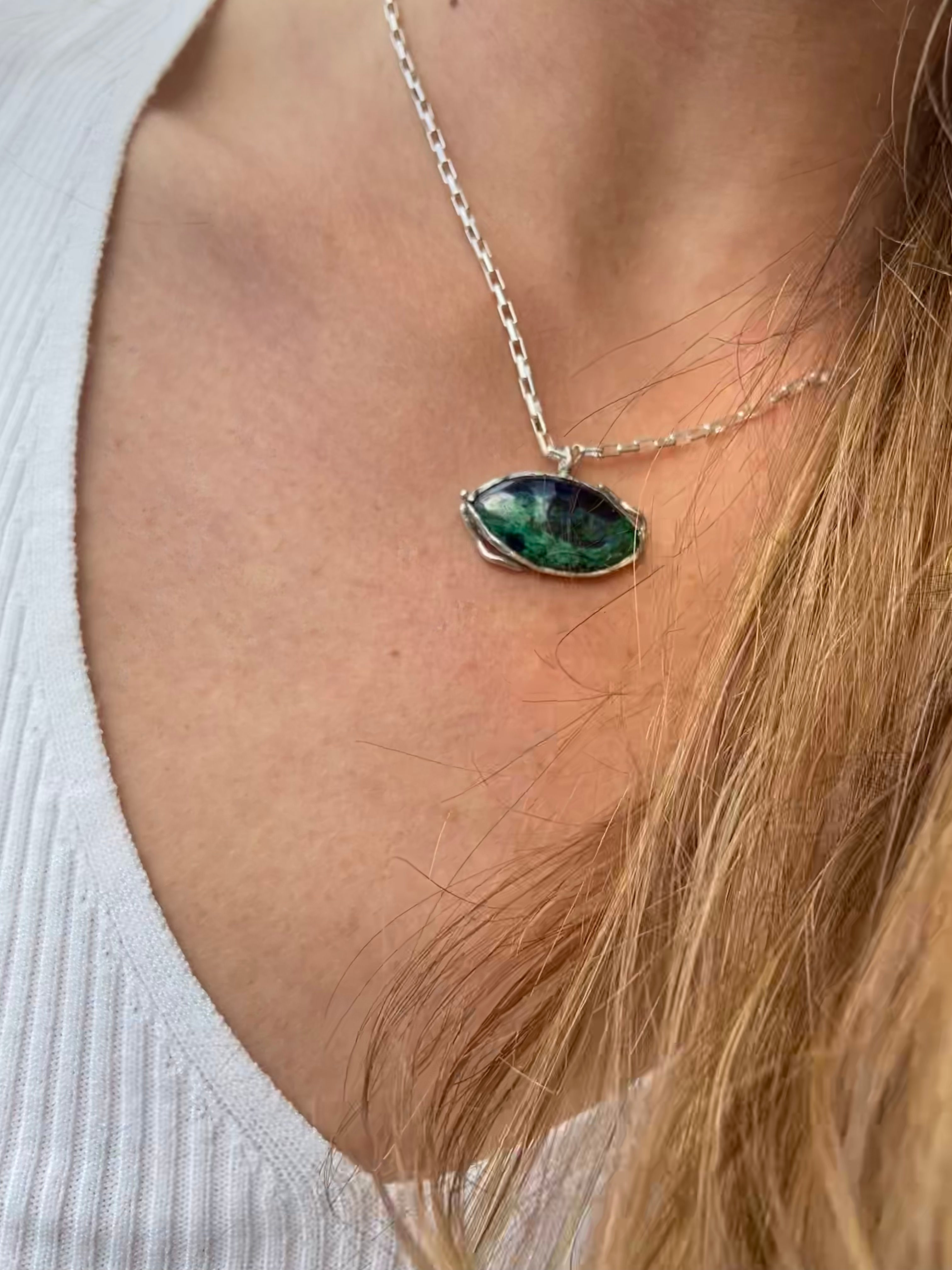 Azurite eye pendant
