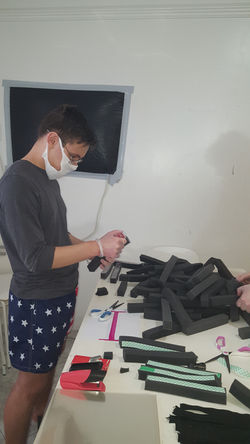 Making face shields.