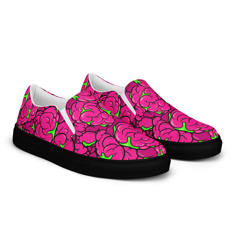 Thumbnail: GROSS MUTANT ZOMBIES | GMZ | MUTATED ZOMBIE BRAINS MENS SLIP ON CANVAS SHOES