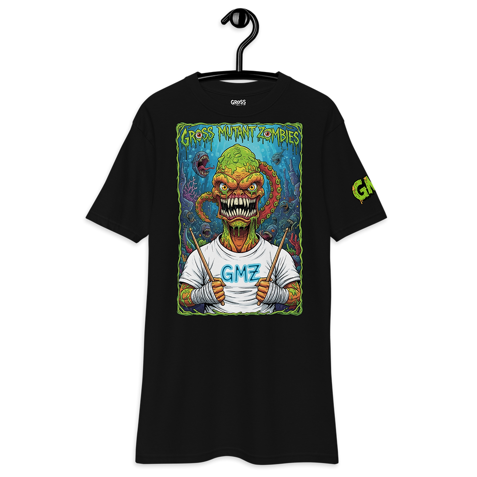 Thumbnail: GROSS MUTANT ZOMBIES | GMZ | MUTATED STREETWEAR OCTOPUS DRUMMER ZOMBIE T-SHIRT
