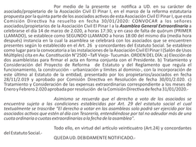 CONVOCATORIA A ASAMBLEA EXTRAORDINARIA