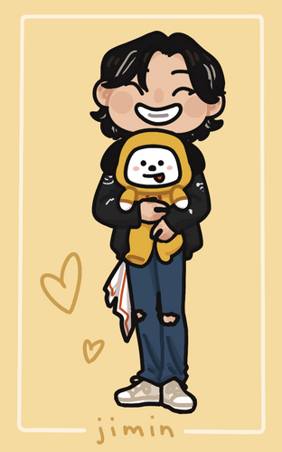 A digital drawing of a little cartoon-y Jimin (BTS) drawn for freebies for PTD LV