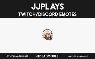 A graphic displaying a commissioned emote for JJPlays