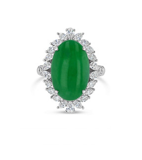 Oval Jadite Diamond Ring