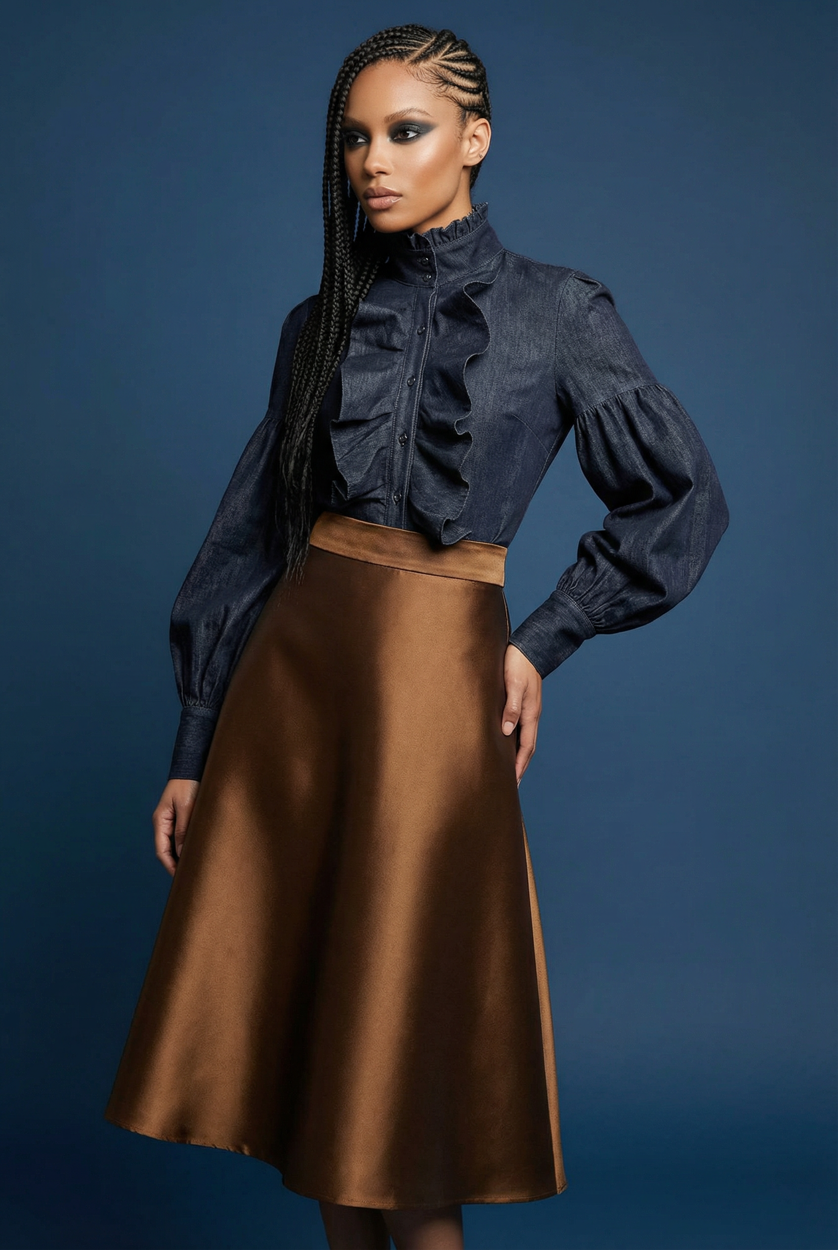 Gazelle Denim Ruffle Shirt