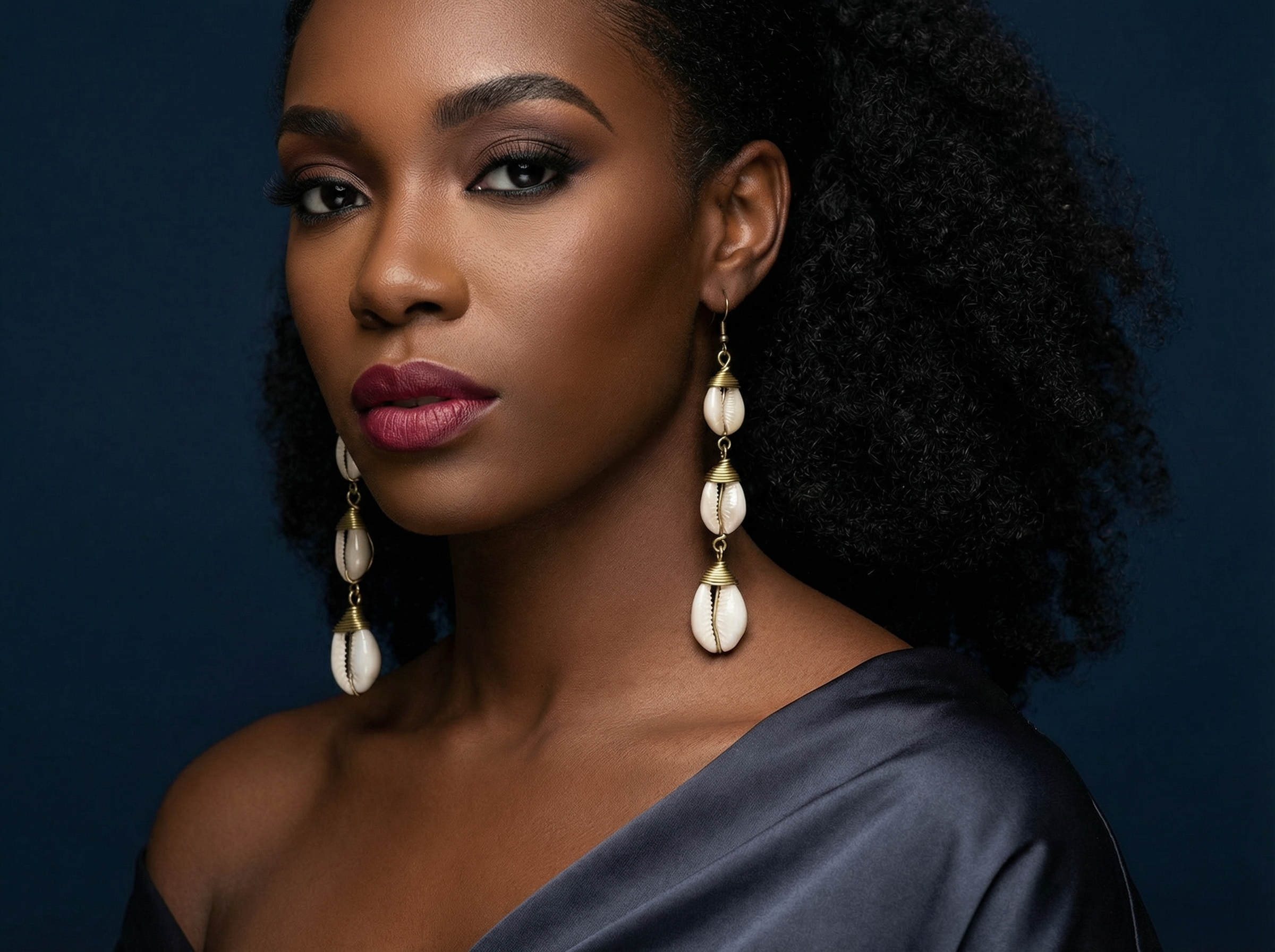 Kenyan Dangling Cowrie Shell Earring