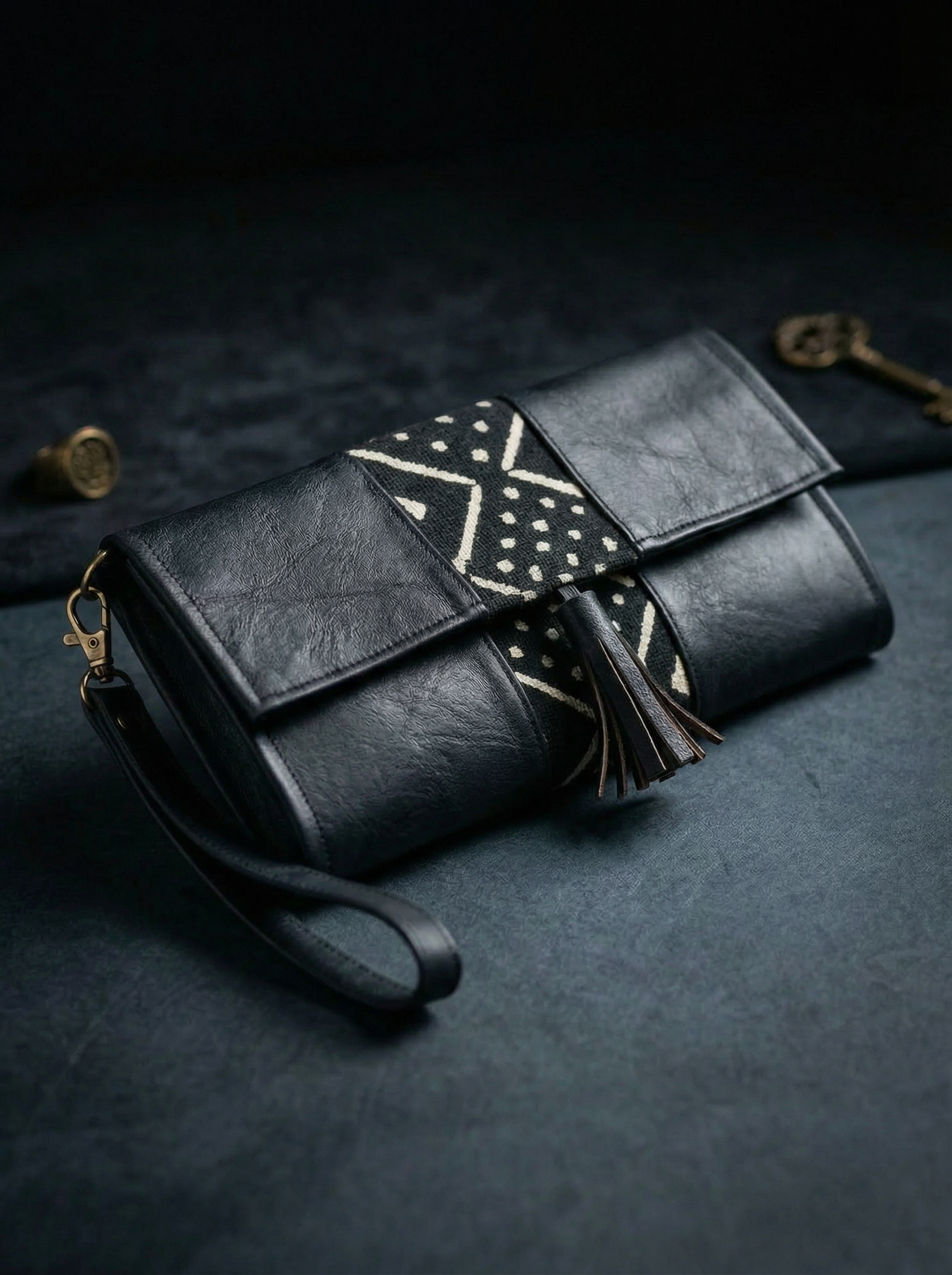 Leather Tassel Clutch