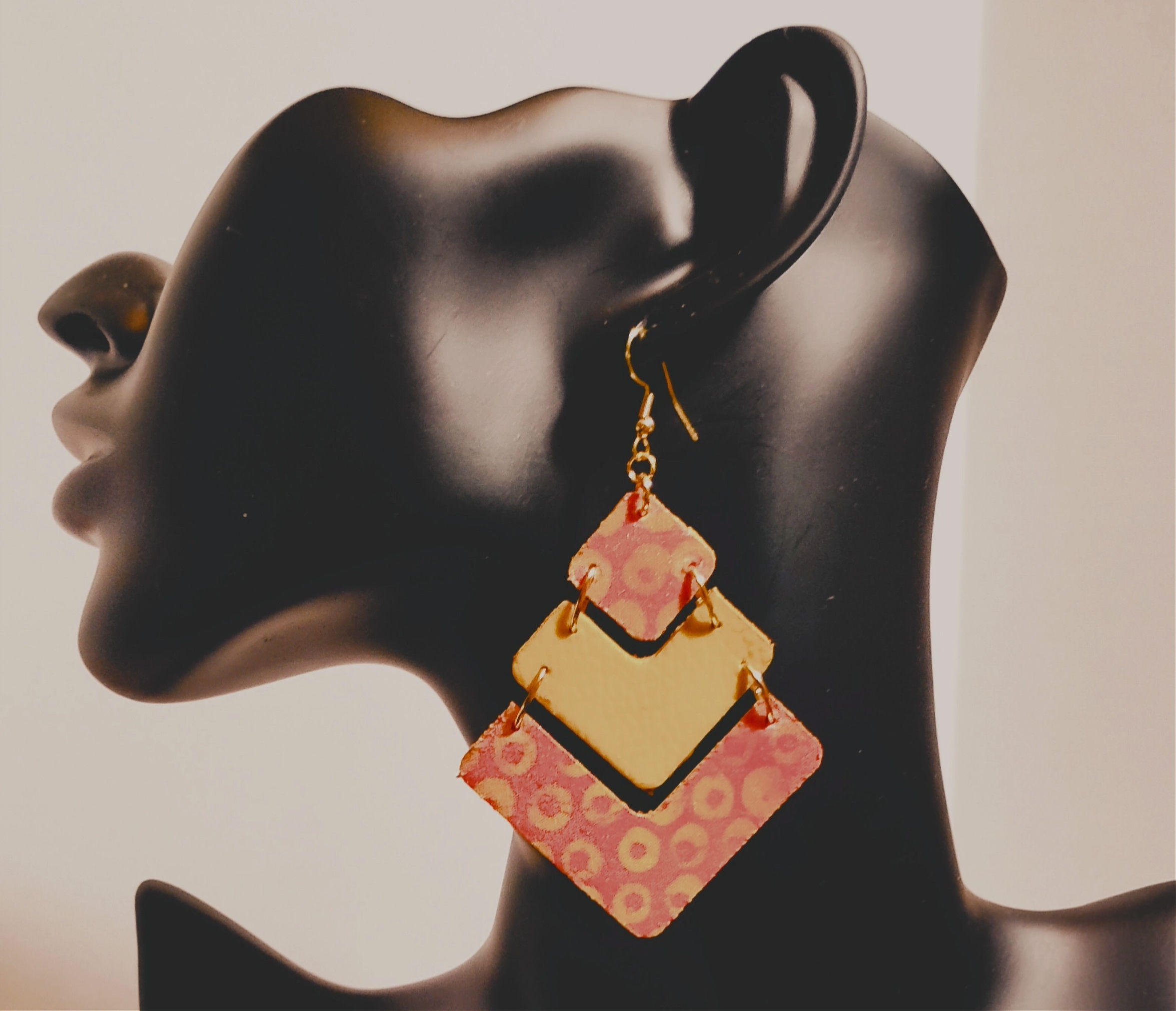 Orange & Yellow Triple Tier Earrings