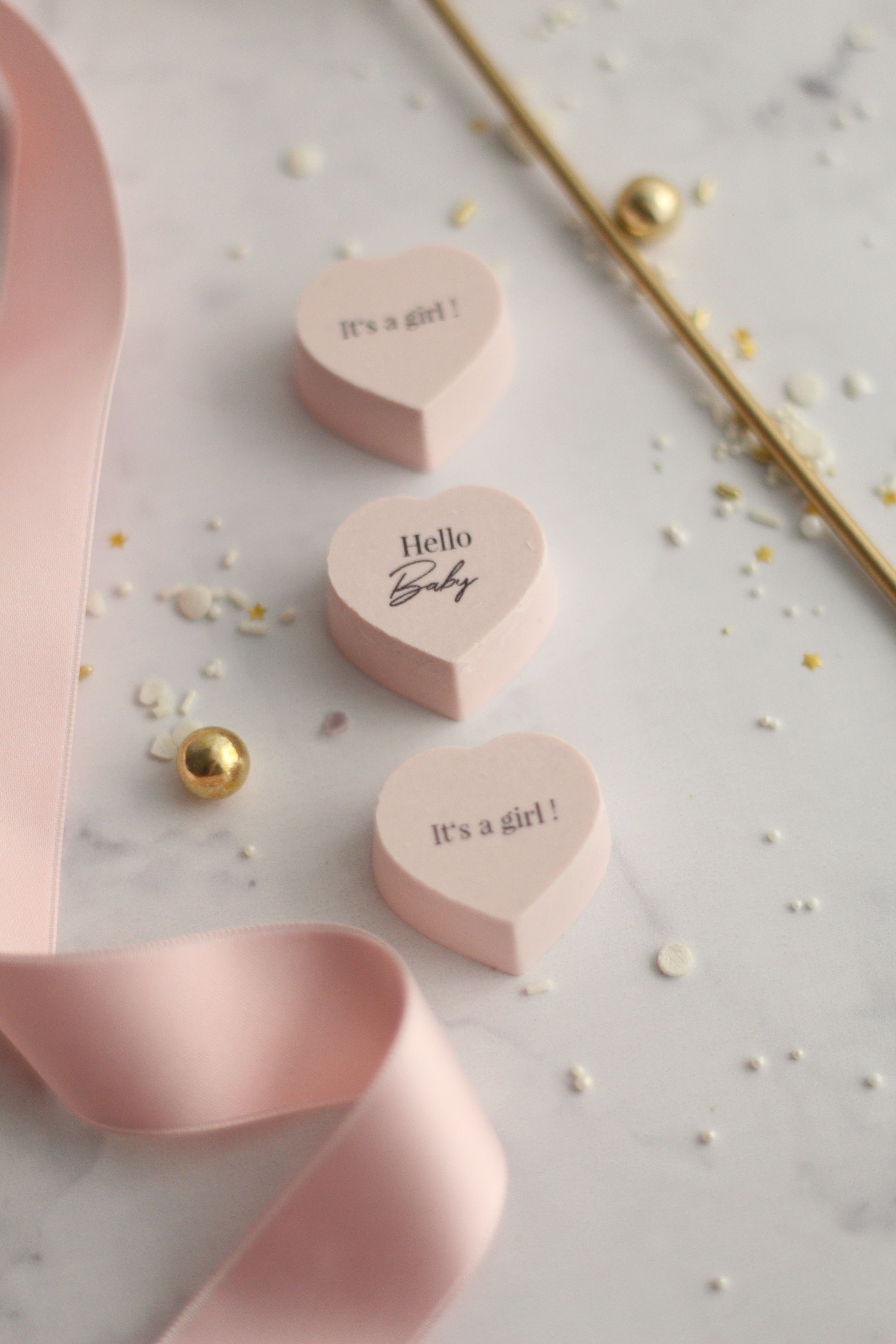 Herzpralinen Babyshower Hello Baby