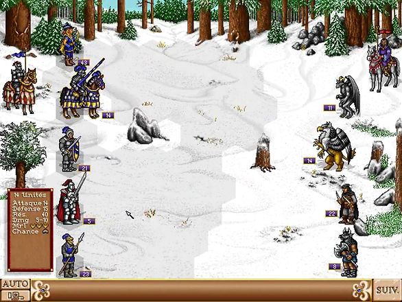 Heroes of Might and Magic II, the Succesion Wars, PC, 3DO, NWC, battle screen, snow