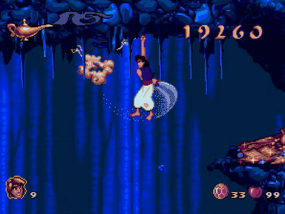 Aladdin, Mega Drive, SEGA, Virgin Games, cave