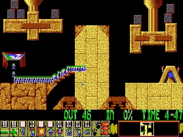 Lemmings, DOS, Atari ST, sand