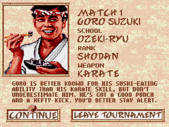 Budokan : the Martial Spirit, Electronic Arts, Mega Drive, fighter