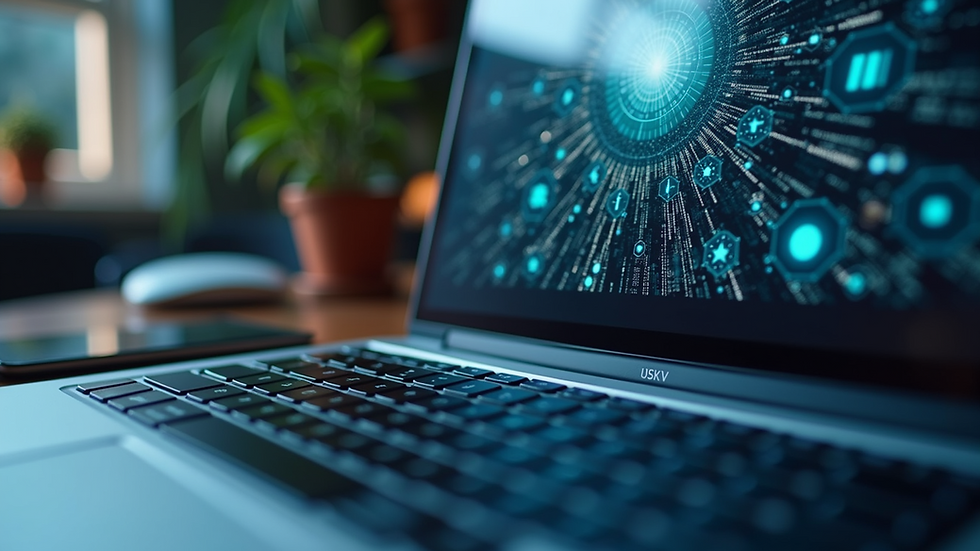 Close-up view of a laptop displaying AI-generated images