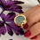 Thumbnail: Aquamarine Honeycomb and Golden Bee Ring