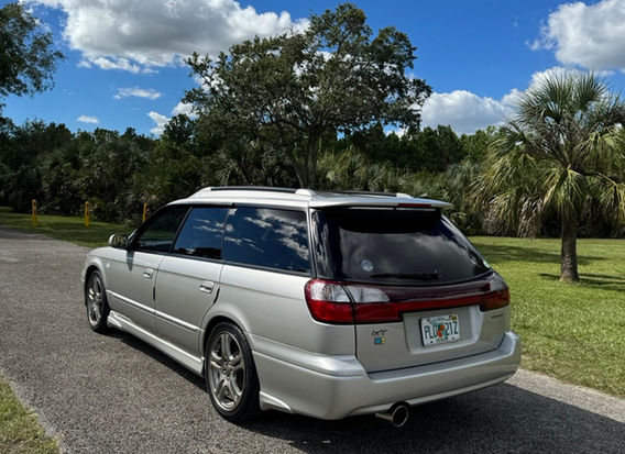Rear of 2000 Subaru Legacy GT-B E-Tune — JDM twin-turbo AWD wagon in excellent condition.