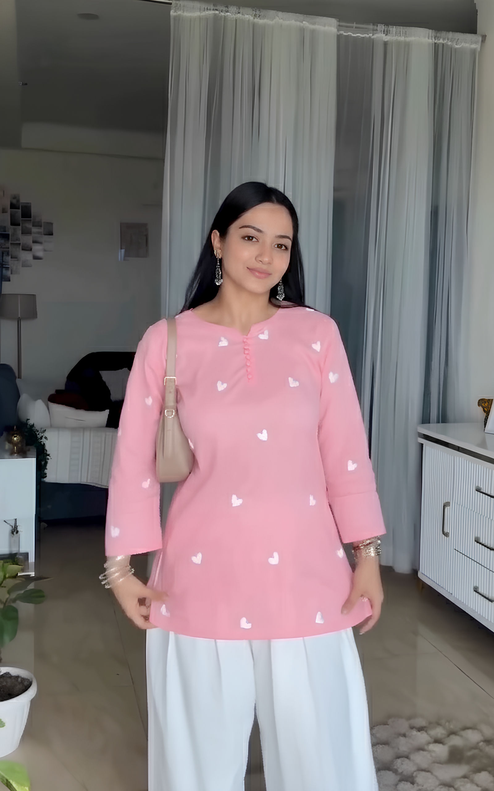 Pink Dil Kurti - Pure Hand Chikankari