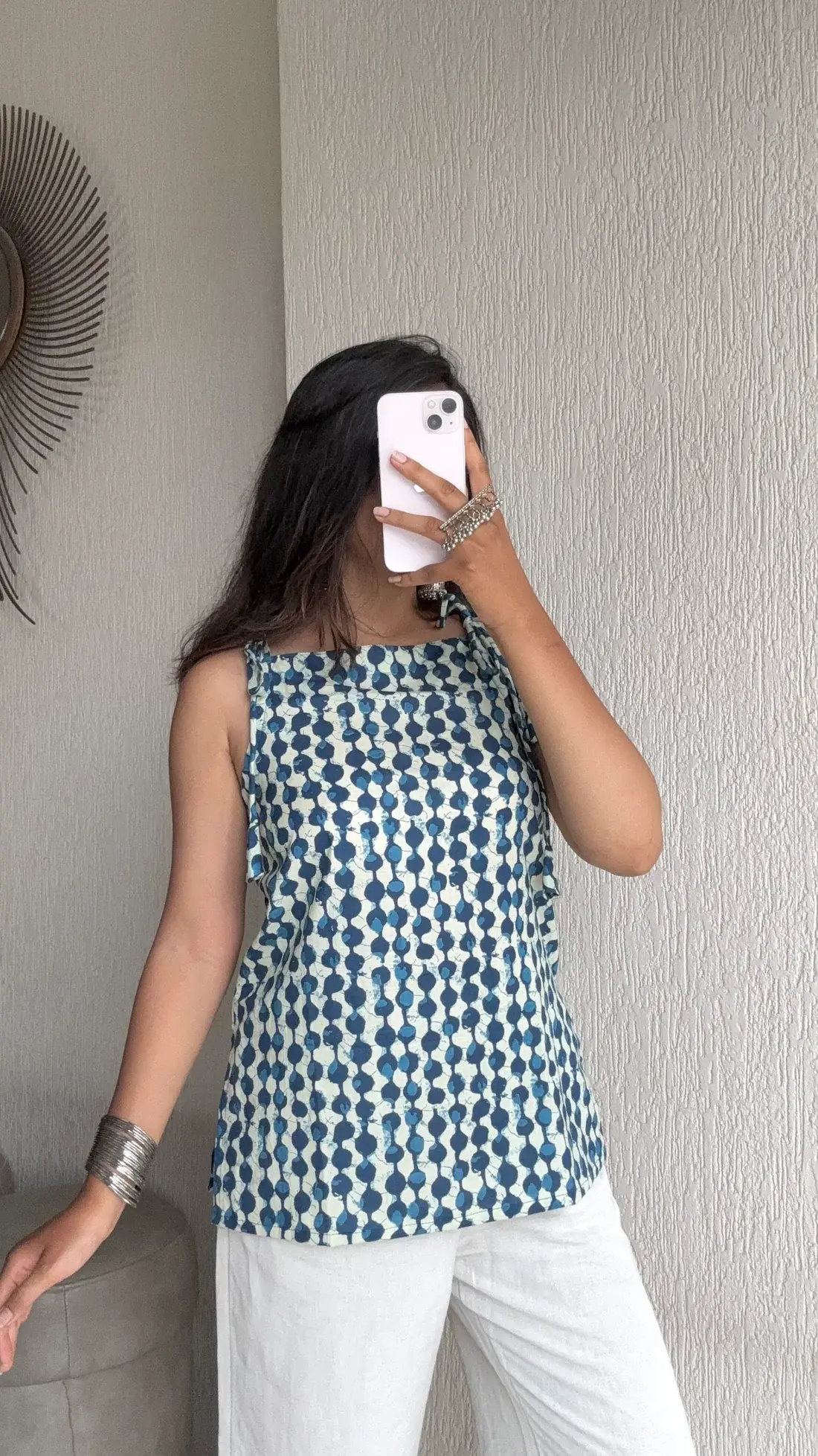 Stripes spaghetti strap short kurti