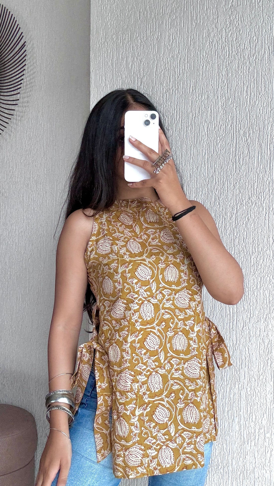 Mustard halterneck short kurti