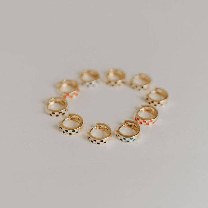 Thumbnail: Black & White Checkered Hoops: Gold