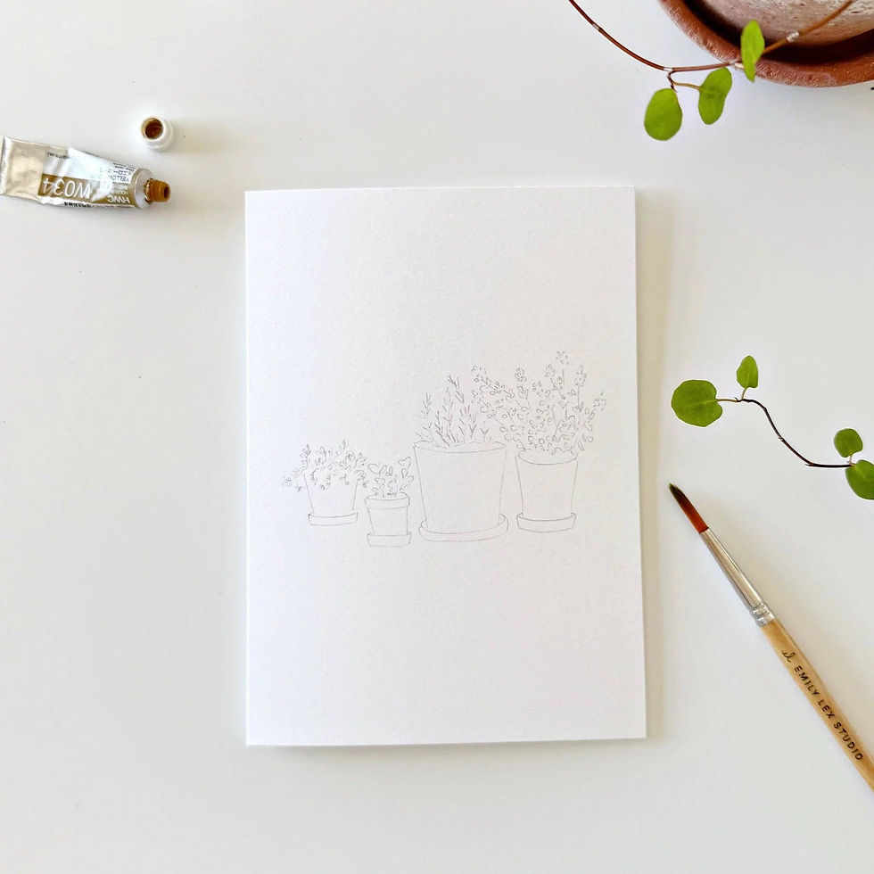 Thumbnail: Potted plants paintable watercolor notecard set