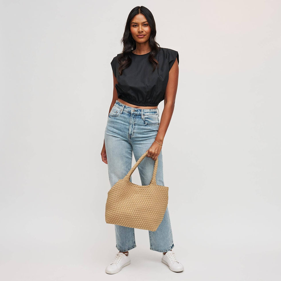 Thumbnail: Sky's The Limit Medium Woven Neoprene Tote: Nude