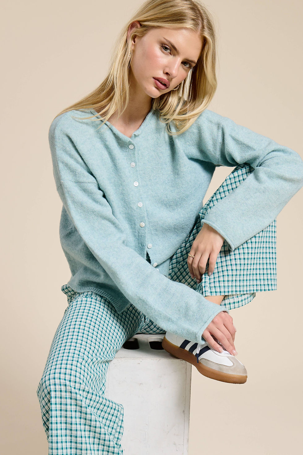 Thumbnail: Essential Button Down Cardigan Top: Barbie